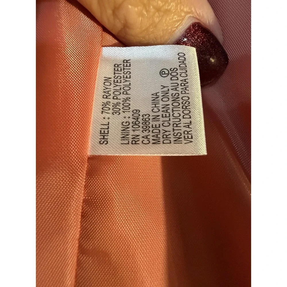 Tahari Arthur S. Levine Blazer Womens 6 Pink Crepe Zip Front Lined Jacket